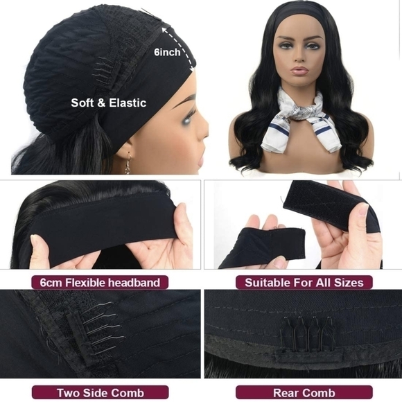 20 In Long Wave, Glueless, Natural Black Wig. - Picture 3 of 5